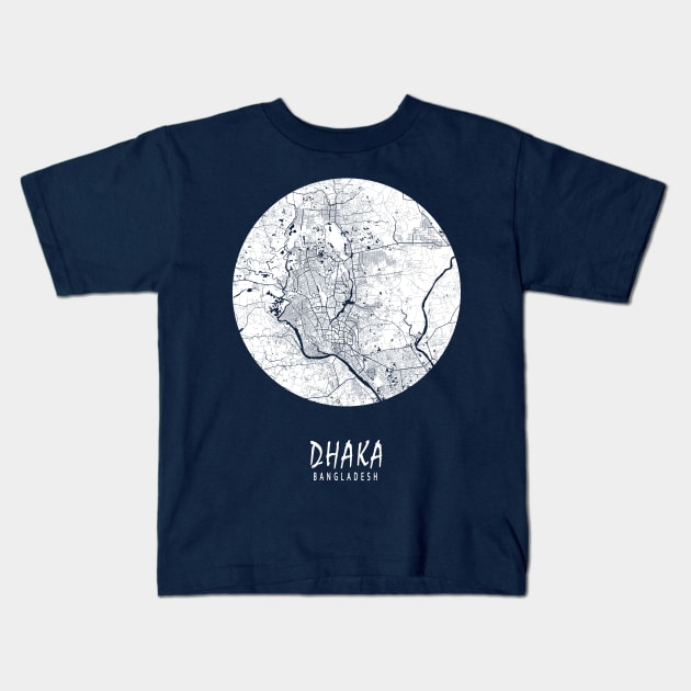 Dhaka, Bangladesh City Map - Full Moon Kids T-Shirt by deMAP Studio